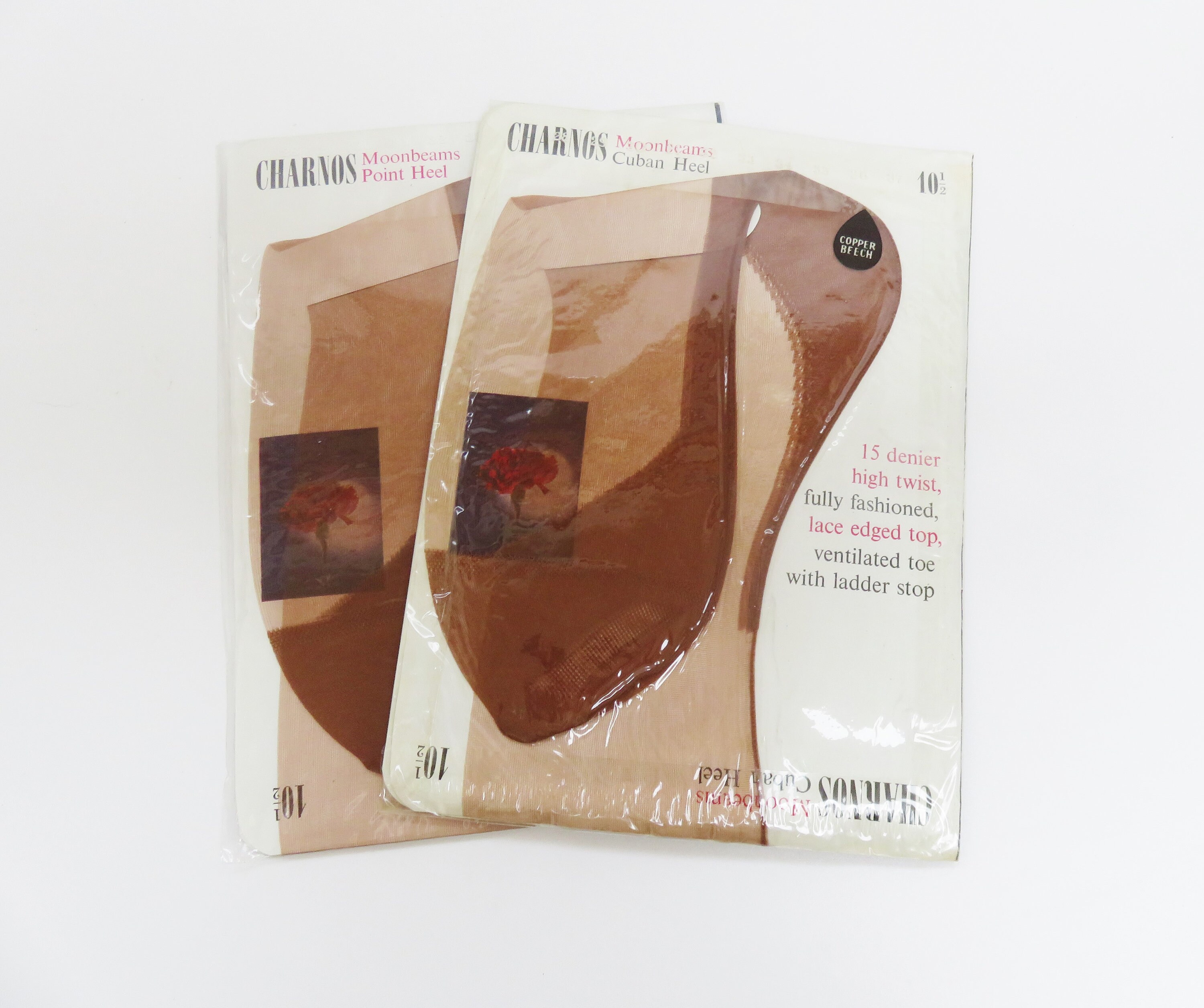 Image of Charnos 's Moonbeams Seamed Stockings -  Pairs Cuban Heel Fully Fashioned  Denier New & Sealed Size .