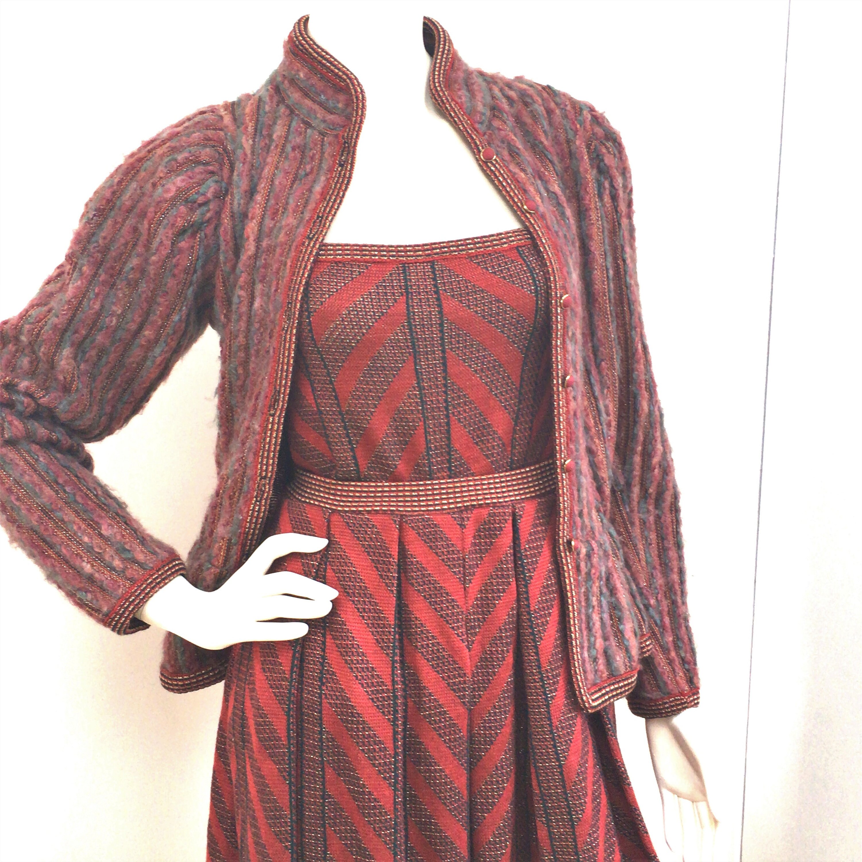 Three Piece Knit Ensemble Jacket Top 