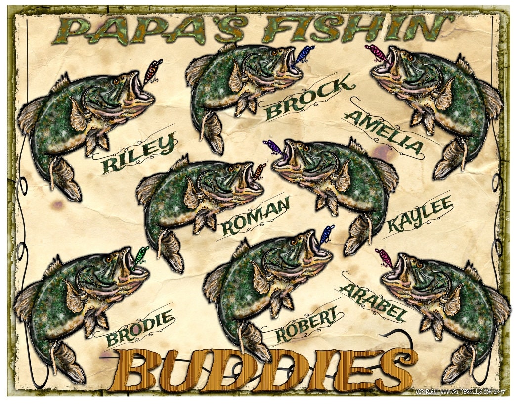 PAPA'S FISHING BUDDIES Personalized Fishing T Shirt With Kid's Names Added  Free Gift Set Papa, Dad, Grandpa, Daddy Any Name All Sizes S-3X -   Canada