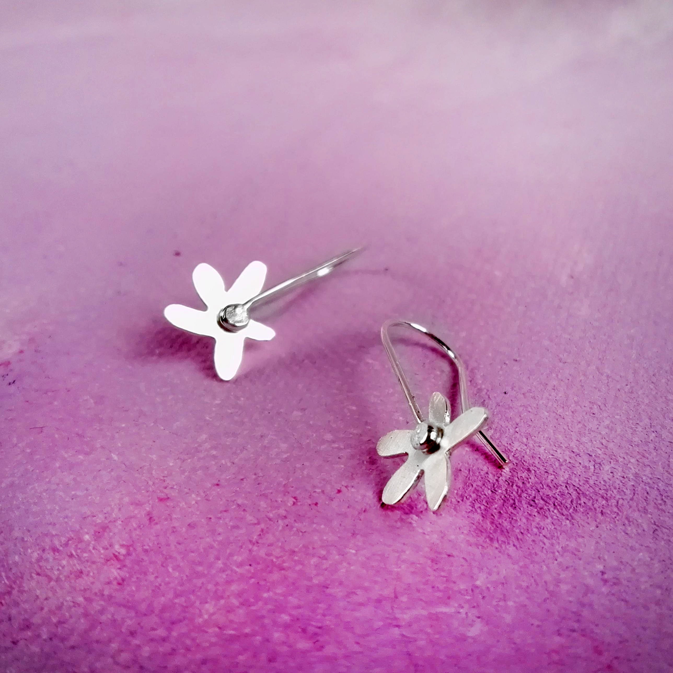 Silver wildflower drop earrings unique flower earrings Etsy