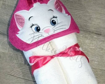 Kids Personalized Towel Ships out in 24 Hours Cotton Bath Cat Decor Kitten Monogrammed Gift READY TO SHIP Cat Hooded Towel
