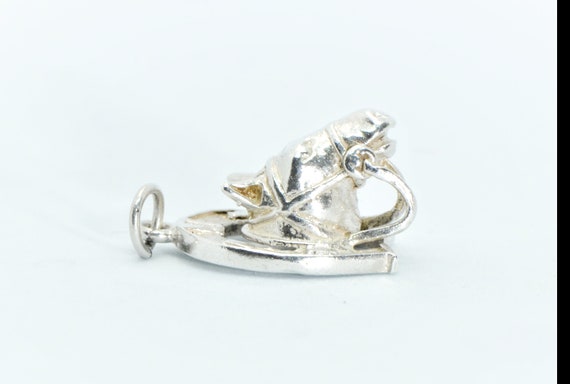 Rare vintage silver horse in horseshoe pendant ch… - image 3