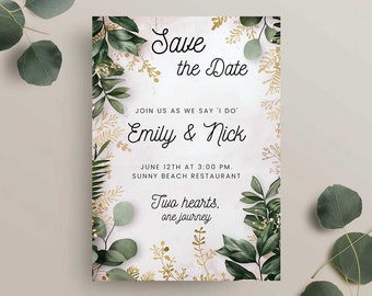 Editable Wedding Invitation, Greenery Wedding Invitation Suite, Wedding Invitation Template, Printable Wedding Invitation, Boho wedding