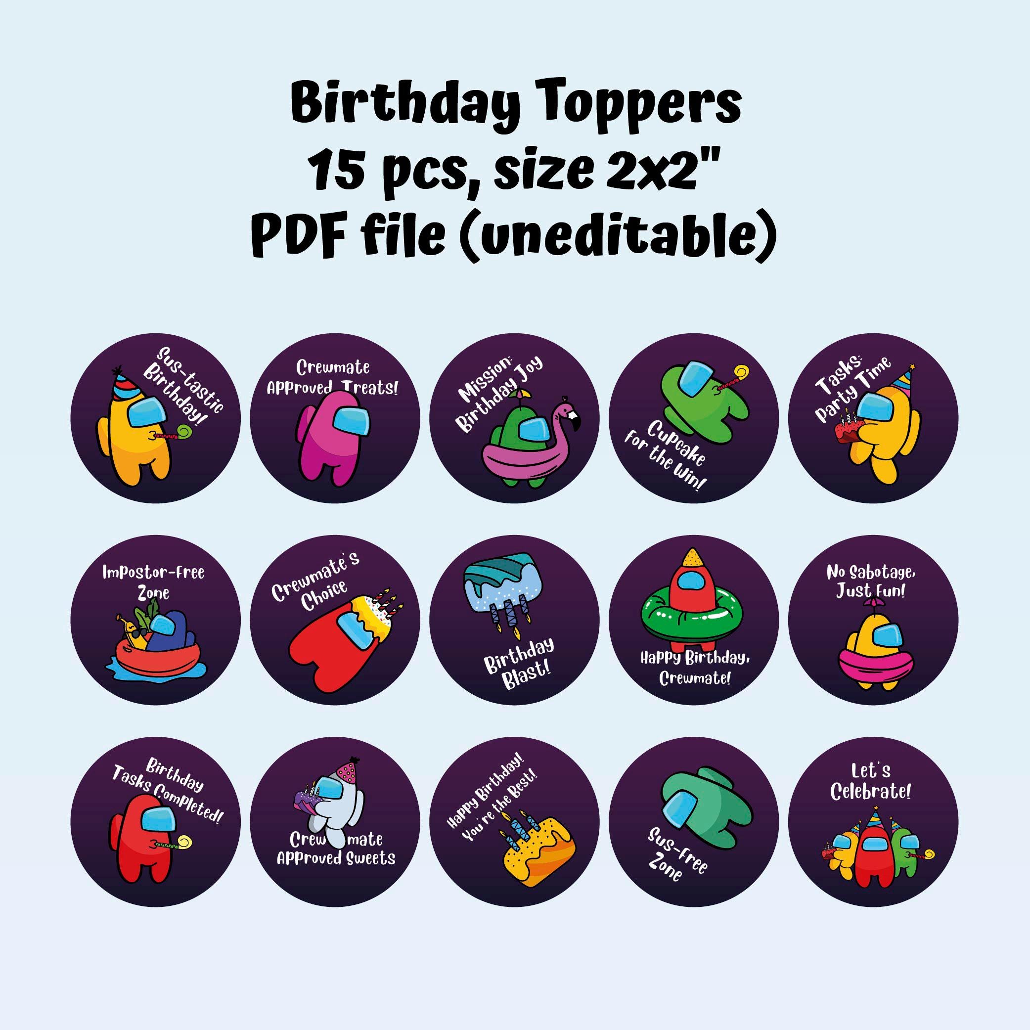 Printable Among Us Cupcake Toppers and Stickers DIY Party Decorations ...