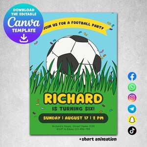 Football Birthday Invite - Editable Soccer Birthday Party Invitations for Boys and Girls, Playful Sports Invite