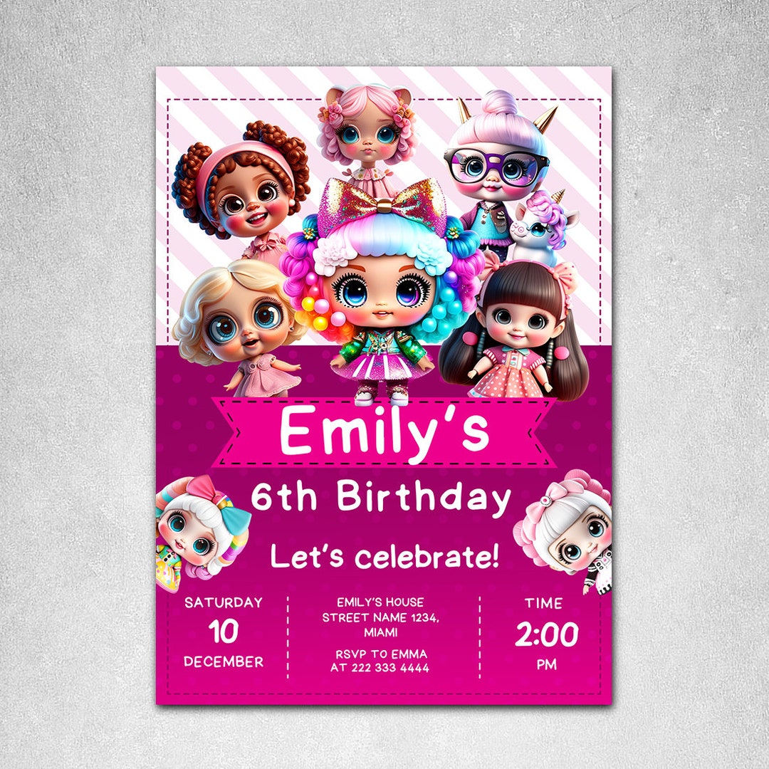 Dolls Birthday Invitation Template Editable Dolls Bday Party Card - Etsy
