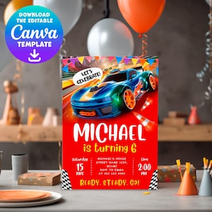 Rocket League Birthday Invitation, Race Car Party Invite for Boys, Customizable Printable Design