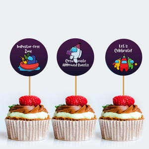Printable Among Us Cupcake Toppers and Stickers DIY Party Decorations ...