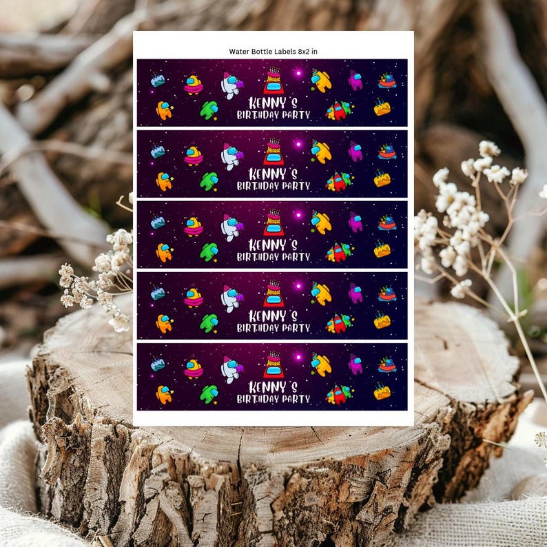 Among Us Water Bottle Labels, Among Us Bottle Labels, Among Us Birthday