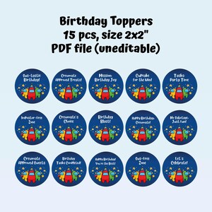 Among Us Party Decor Set Cupcake Toppers, Stickers, Instant Download ...