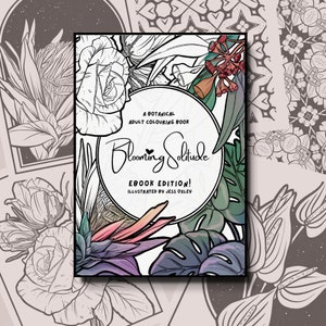 Blooming Solitude Digital Colouring Book, eBook Botanical Colouring Book, PNG Colouring Pages, Digital Colouring Pages, Pages for Procreate imagem 1