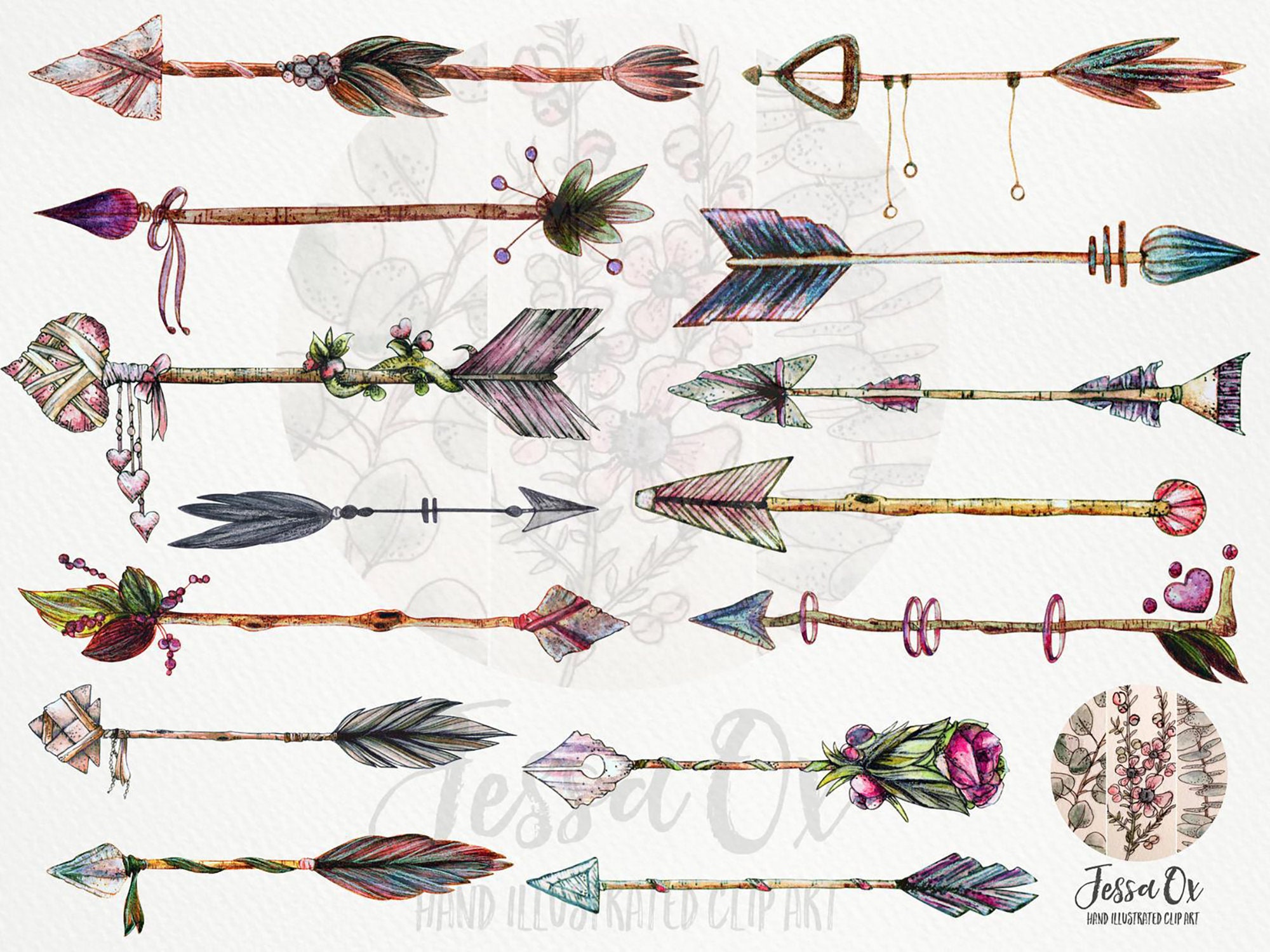 Boho Arrows Clipart Bohemian Clipart Rustic Arrows Arrows Etsy Australia