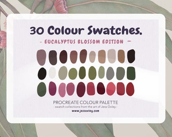 Eucalyptus Blossom Procreate Palette, Earthy Colours, Colour Swatch for Procreate, Procreate Tools, Colour Theme Swatches, Procreate Assets