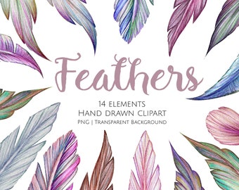 Feathers Art, Feathers Clipart, Rainbow Feathers, Shabby Chic, Pastel Feathers, Commercial Use Clipart, Planner Graphics, Scrapbooking Art