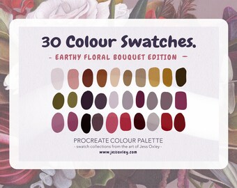 Earthy Botanical Procreate Palette, Earthy Colours, Colour Swatch for Procreate, Procreate Tools, Colour Theme Swatches, Procreate Assets
