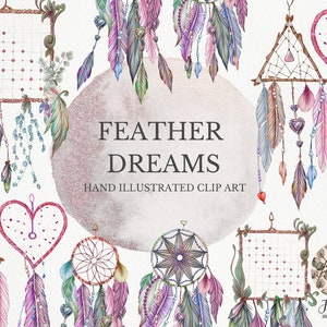 Dreamcatcher Clipart, Boho Clipart, Feather Clipart, Clipart Bundle, Digital Scrapbooking, Commercial Use, PNG Clipart, Rustic Clipart