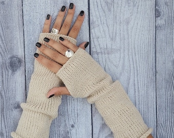 Fall fashion wool arm warmers - Fingerless women gloves mittens - Wool  knit hand warmers - Winter gift for girlfriend - Winter accessories