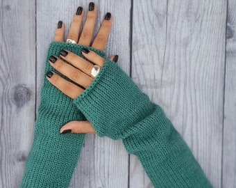 Women arm warmers gloves - Knit fingerless fashion mittens gloves - Christmas gift for her - Winter knitted wool gloves - Crochet gloves