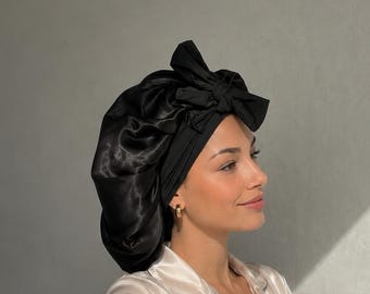19 Momme Mulberry Silk Sleep Cap – Double-Layer Adjustable Hair Wrap