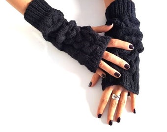 Fingerless gloves mittens - Knit arm warmers - Christmas gifts for mother -  Winter fall accessories - Wrist warmers - Winter knitted gloves