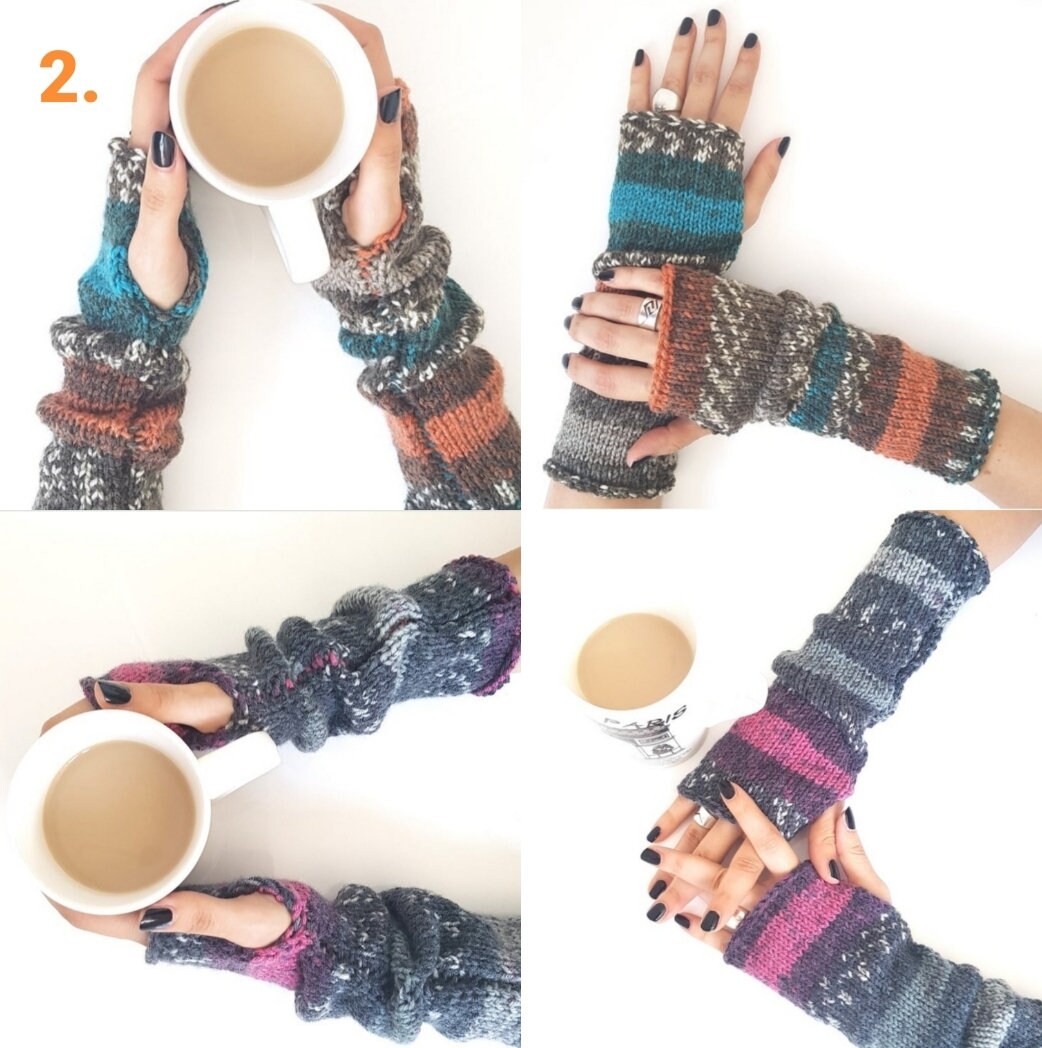 Wool crochet gloves Long fingerless gloves mittens Winter Etsy