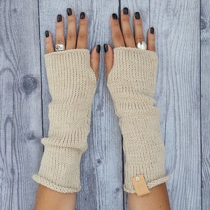 Fall fashion wool arm warmers Fingerless women gloves mittens Wool knit hand warmers Winter gift for girlfriend Winter accessories image 2