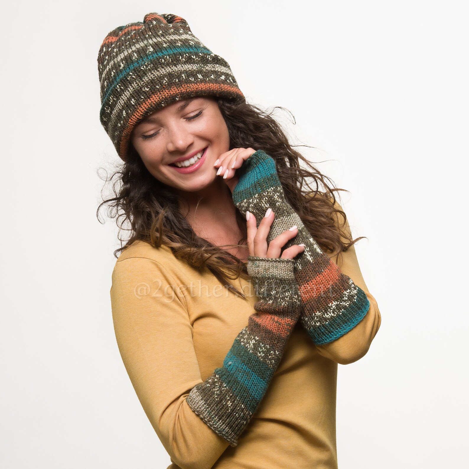 Wool Crochet Gloves Long Fingerless Gloves Mittens Winter Etsy