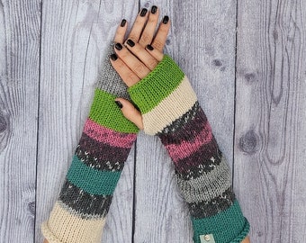 LIMITED EDITION- Blue arm warmers -  Gift for girlfriend - Fall fashion gloves - Fingerless gloves mittens - Knit winter hand warmers