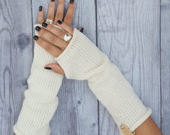 Mitaines gants sans doigts - Gants d’hiver femmes - Gants longs femmes - Cadeau d’hiver pour petite amie - Accessoires d’hiver - Chauffe-doigts