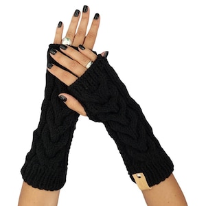 Fall fashion fingerless winter knitted gloves mittens EP, Wool arm wrist warmers, Christmas gift for her, wolle armstulpen, knit hand warmer