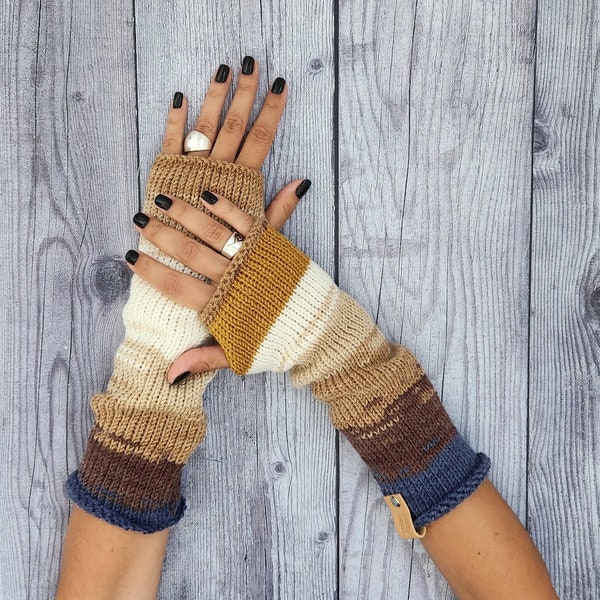 LIMITED EDITION- Pink blue arm warmers -  Gift for girlfriend - Fall fashion gloves - Fingerless gloves mittens - Knit winter hand warmers
