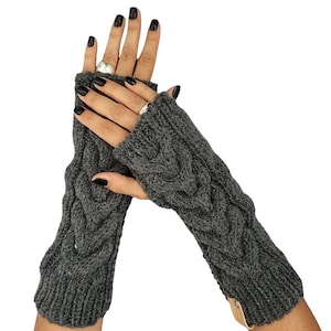 Fall fashion fingerless winter knitted gloves mittens EP, Wool arm wrist warmers, Christmas gift for her, wolle armstulpen, knit hand warmer