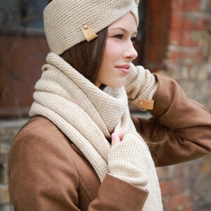 Fall fashion wool arm warmers Fingerless women gloves mittens Wool knit hand warmers Winter gift for girlfriend Winter accessories image 9