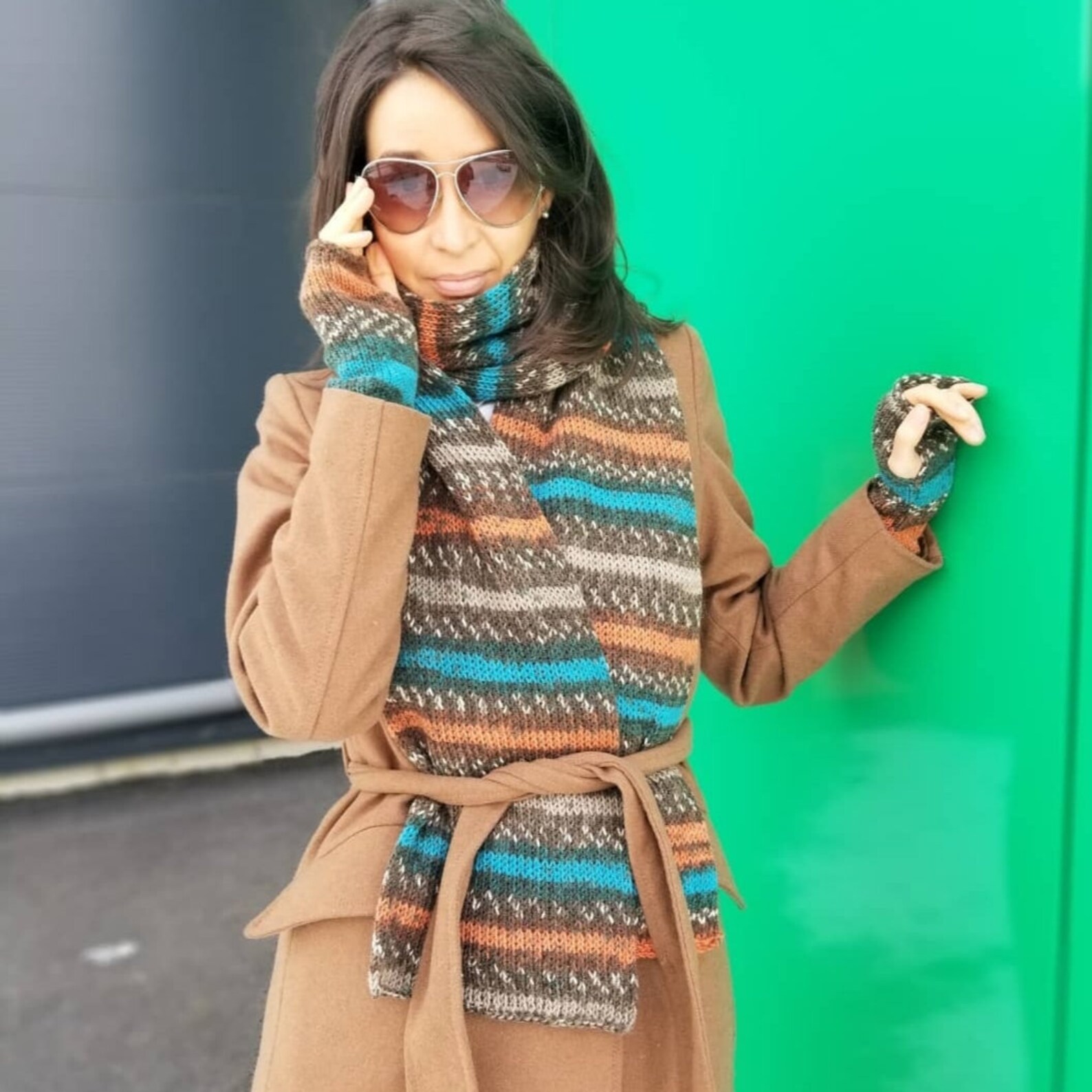 Wool Crochet Gloves Long Fingerless Gloves Mittens Winter Etsy