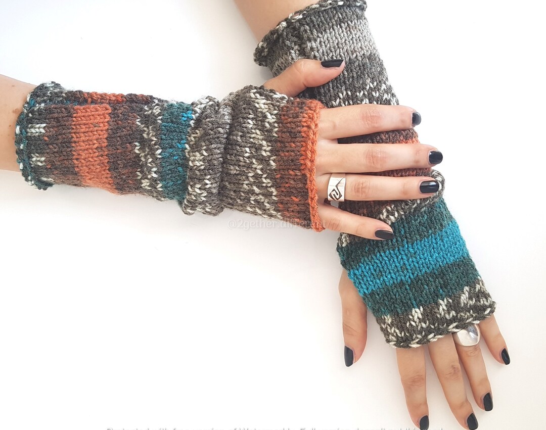 Wool Crochet Gloves Long Fingerless Gloves Mittens Winter Etsy