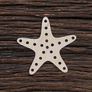 Pez estrella de madera para manualidades - Corte láser - Forma en blanco - Estrella de mar - Forma de madera - Proyectos de arte marino - Decoupage - Suministro de artesanía - Sin pintar