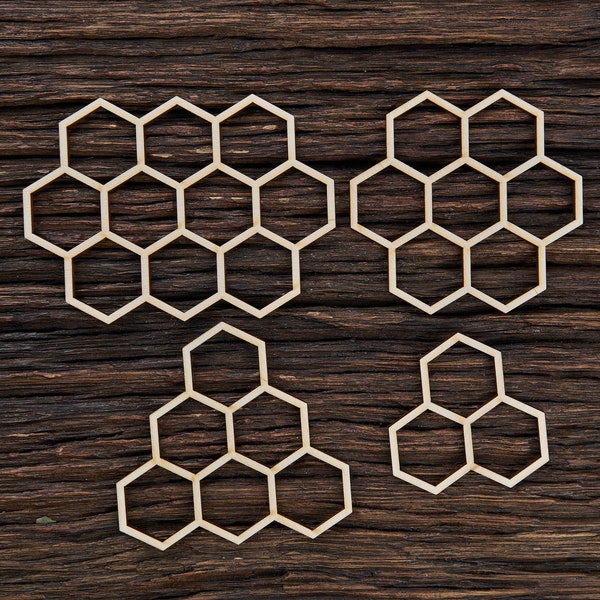 Wooden Honeycomb Decoration for Crafts and Decoration - Laser Cut - Honeycomb Necklace - Honeycomb Jewelry  - Honeycomb Decor