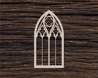 Wooden Gothic Window For Crafts And Decorations - Wooden Blanks - Craft Blanks - Arch Window - Gothic Arch - Window Arch