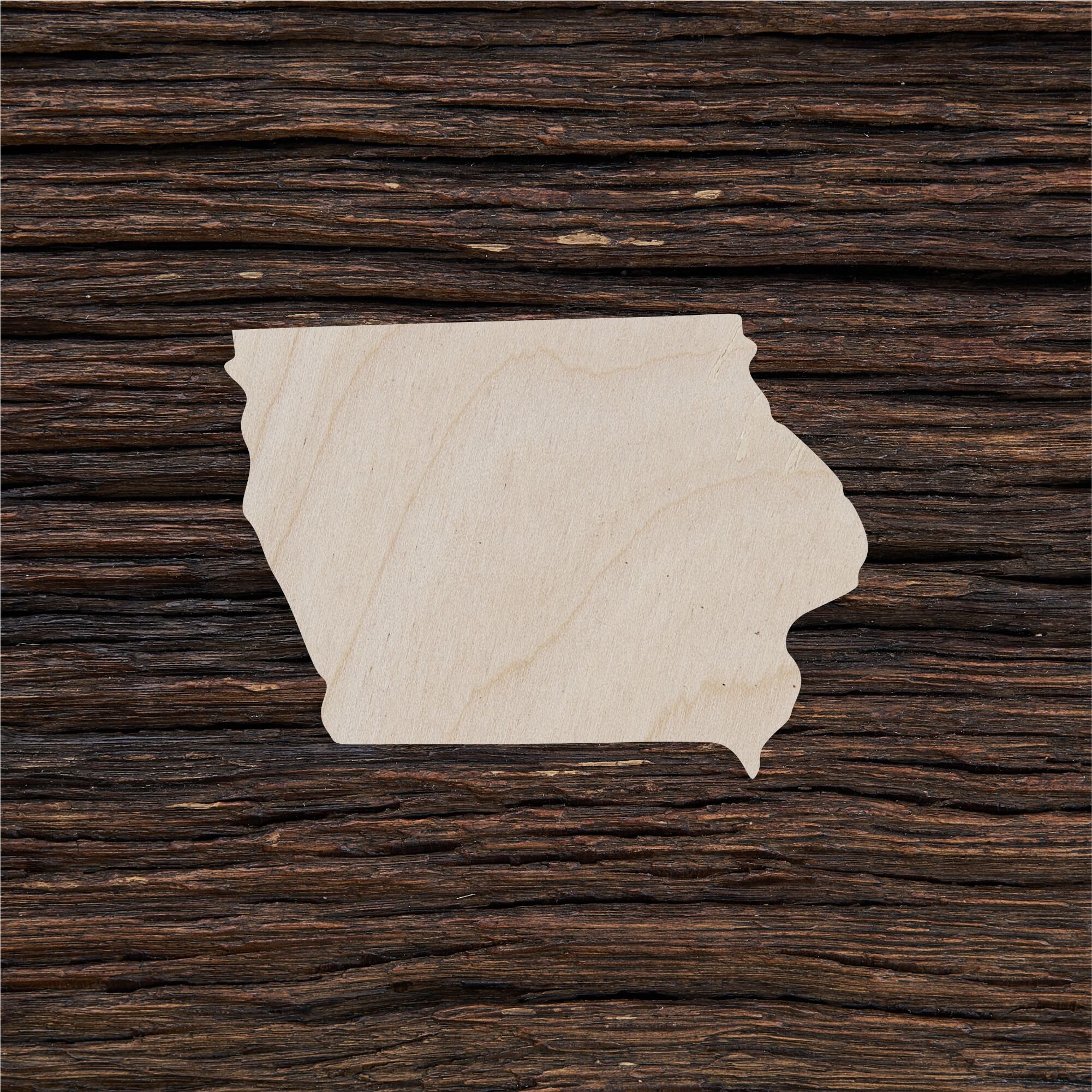 Wooden Iowa State Shape For Crafts And Decoration - Laser Cut - Charm Necklace - Bracelet - State Silhouette - State Outline