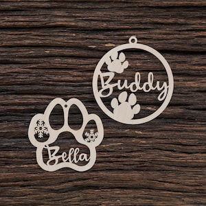 Pallina di Natale per animali domestici in legno personalizzata per artigianato e decorazione - Taglio laser - Targhette per cani personalizzate - Regalo personalizzato - Decorazione natalizia