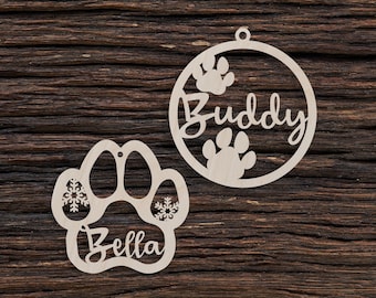 Pallina di Natale per animali domestici in legno personalizzata per artigianato e decorazione - Taglio laser - Targhette per cani personalizzate - Regalo personalizzato - Decorazione natalizia