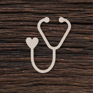 Coeur de stéthoscope en bois pour l’artisanat et les décorations - Charme stéthoscope - Étiquette stéthoscope - Stéthoscope Lariat