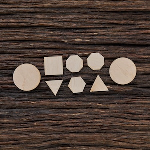 Set di 10 qualsiasi forma di legno. Qualsiasi poligono necessario per l'artigianato - Taglio laser - Forma poligonale - Forma pentagonale - Forma geometrica