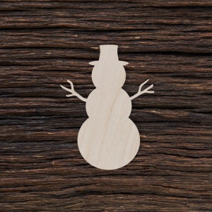 Wooden Snowman for Crafts and Decorations - Snowman Earrings - Snowman Cut Out - Snowman Shape