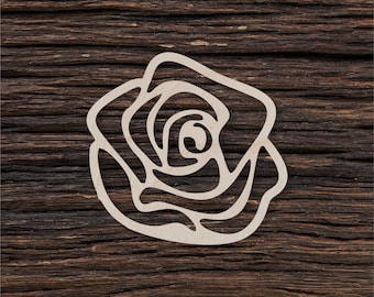 Wooden Flower Rose Cutout Shape For Crafts And Decoration - Laser Cut - Rose Silhouette - Wood Flower - Miniature Rose - Art Projects