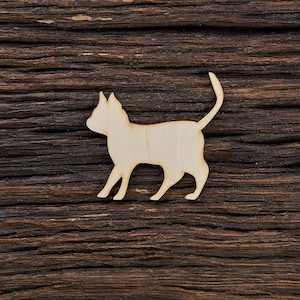 Formato de gato de madeira para artesanato - Corte a laser - Presente para amantes de gatos - Gato em branco - Formato de gato