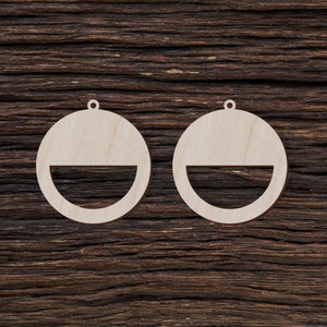 Set of 2 Wooden Half Circle Earrings for Crafts and Decorations - Half Circle Earrings - Half Circle Necklace - Half Circle Pendant
