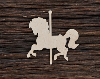 Carrusel de madera con forma de caballo para manualidades y decoración, corte láser, carrusel, caballo, caballos de carrusel, fiesta de carrusel