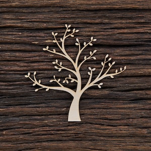 Holz-Baum-Kunst mit Blätter-Form für Handwerk und Dekoration - Laser-Schnitt - Bastel-Projekt - Baum mit Blättern - Baum und Blätter - Baum