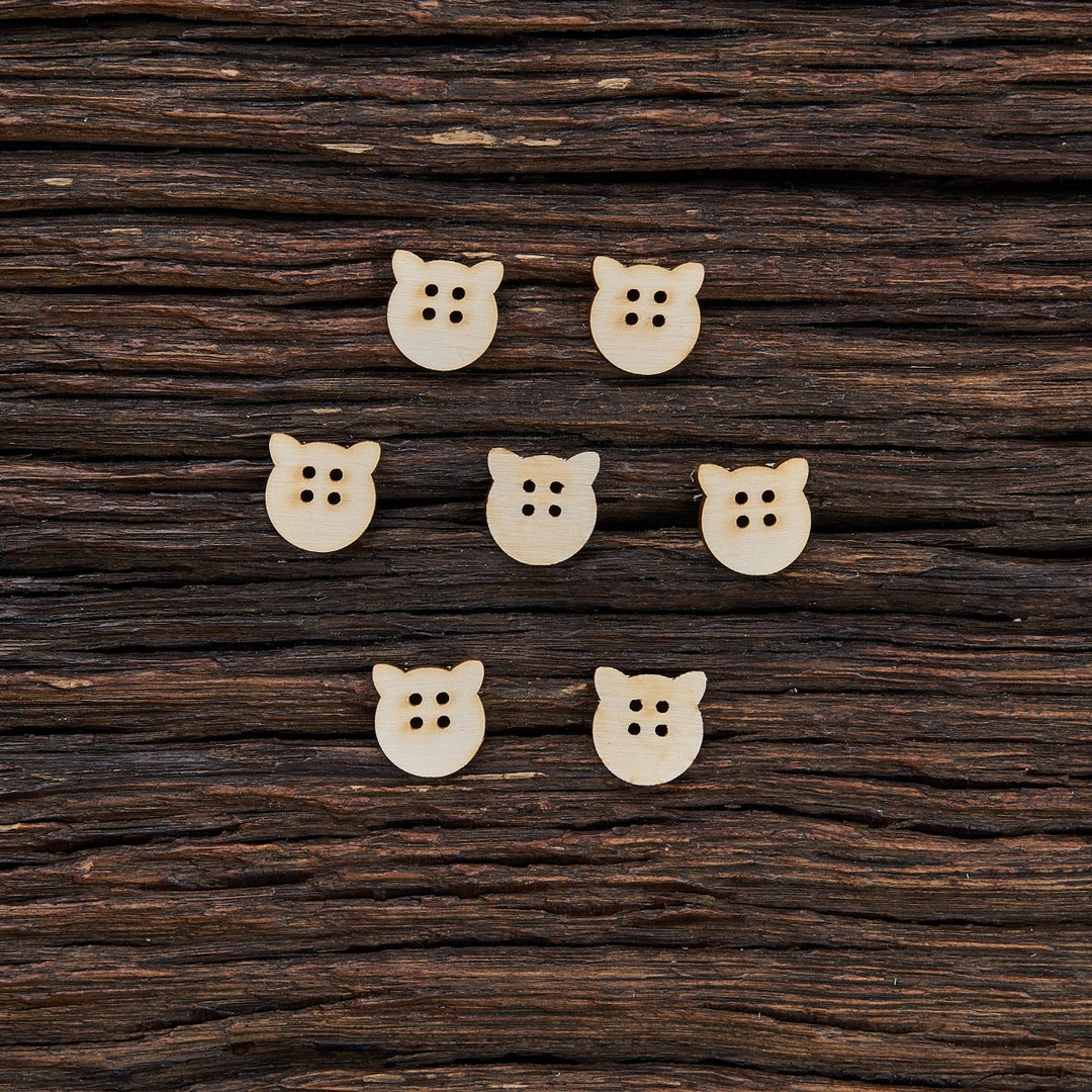 Wooden Pig Buttons for Crafts - Laser Cut - Etsy